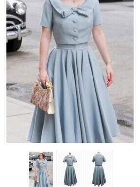 Classic Light Blue Fit-and-Flare Dress with Bow Detail